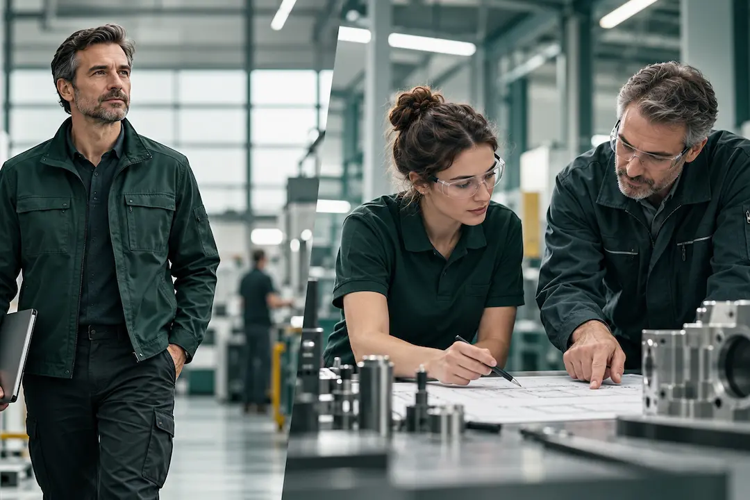 Perfil técnico senior frente a potencial en formación Profesional técnico senior y perfil junior en formación dentro de un entorno industrial